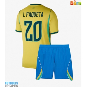 Billiga Brasilien Lucas Paqueta #20 Hemmatröja Barn VM 2026 Kortärmad (+ Korta byxor)